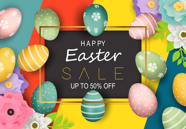 happy easter sale  banner background vector