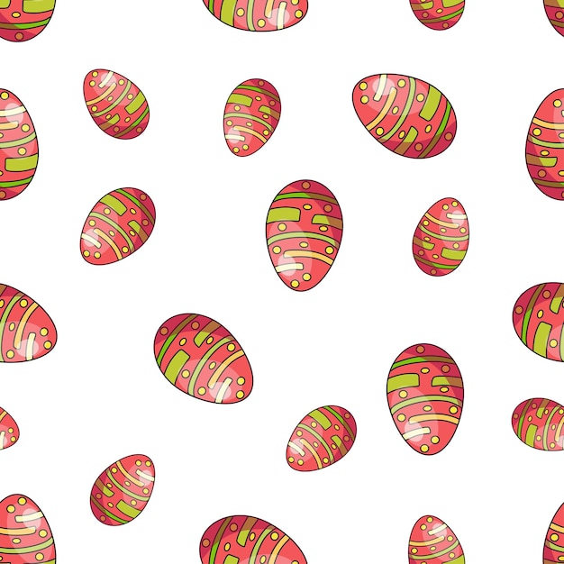 Happy Easter Seamless pattern of colored Easter eggs Vector illustration