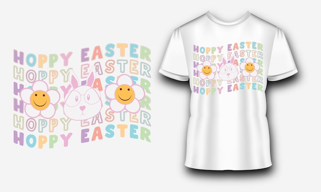 Happy Easter Trendy Easter design with typography. Easter SVG Design. Bright card with easter bunny.