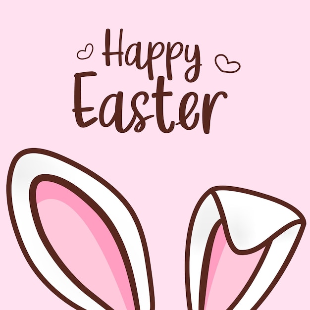 Happy easter with bunny pink ears cartoon collection Vector