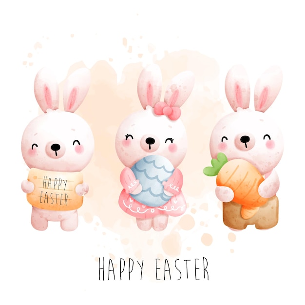 Happy Easter with cute bunny Vector illustration