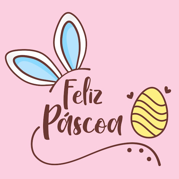 Happy easter with cute rabbit Brazil Vector