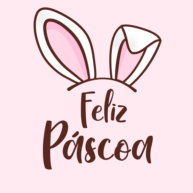 Happy easter with ears rabbit Brazil Vector