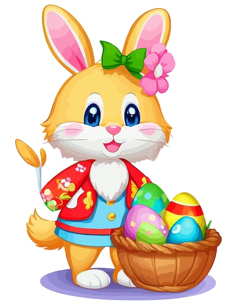 happy Easter with our bunny and egg vector illustration Perfect for cards decor and more