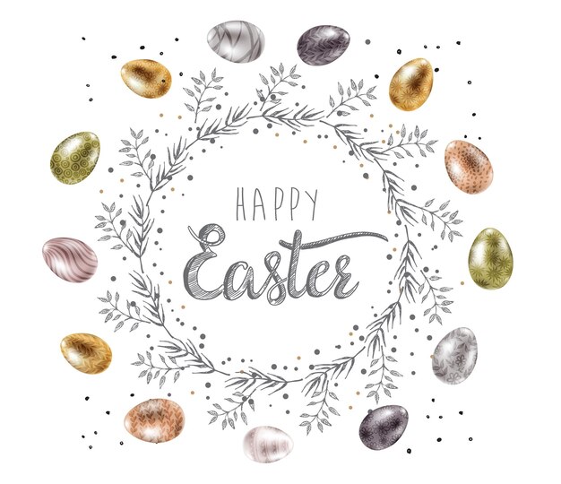 Happy Eeaster hand drawn illustration