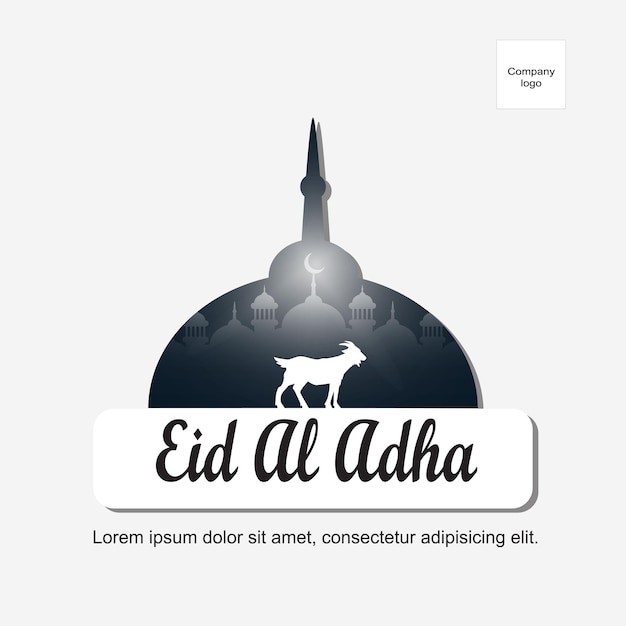 Happy Eid Al Adha greeting in Mosque symbol