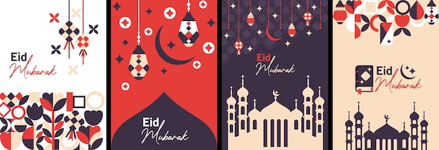 Happy Eid Mubarak Al FItr geometric abstract poster template Book cover and background element