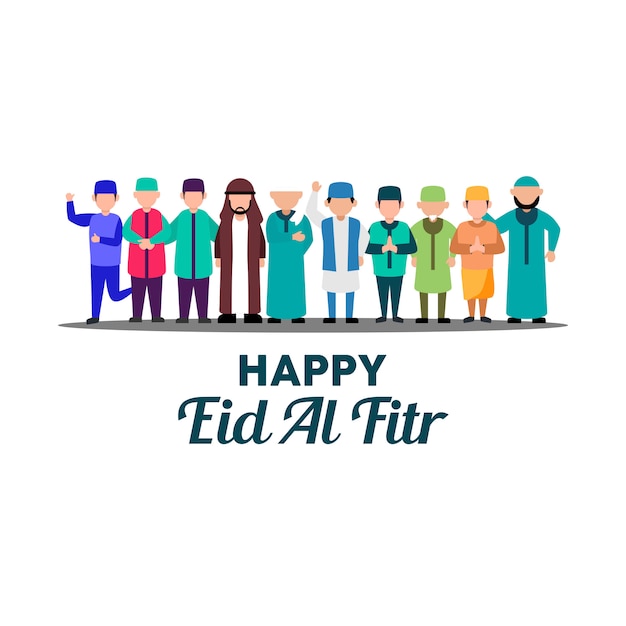 Vector happy eid mubarak character vector design