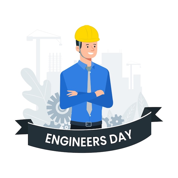 Happy engineers day concept illustration