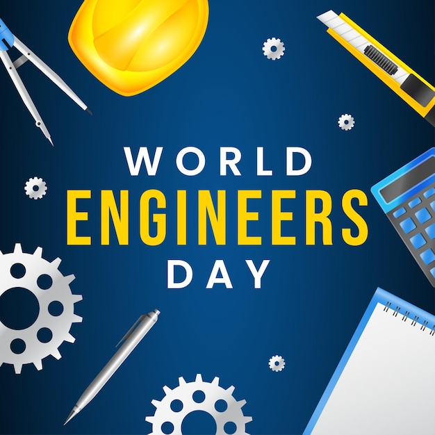 Vector happy engineers day engineers day vector illustration greeting poster card 15th september