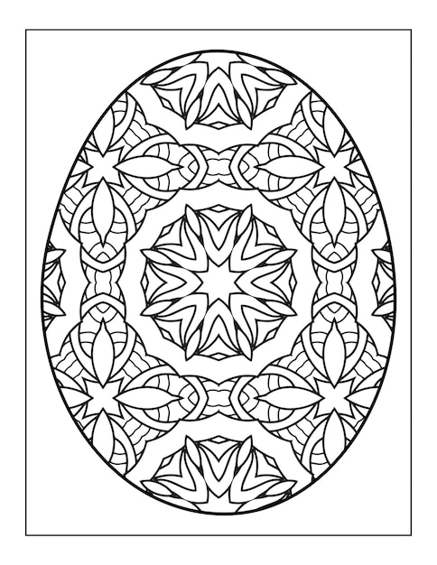 Happy Ester day egg Mandala flower adult coloring book