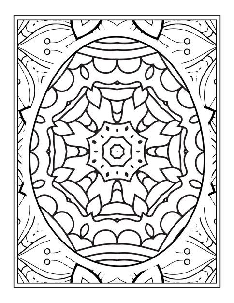 Happy Ester day egg mandala flower adult coloring book