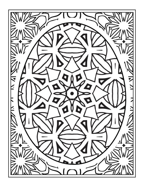 Happy Ester day egg mandala flower adult coloring book