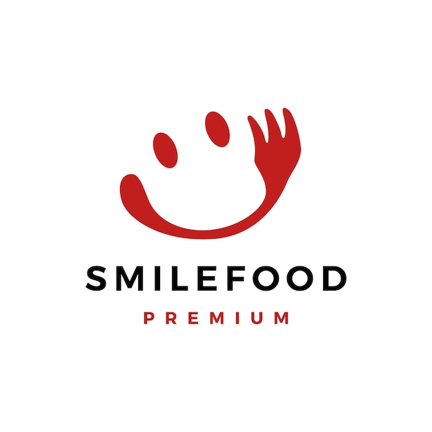 Happy face smile food fork logo vector icon illustration