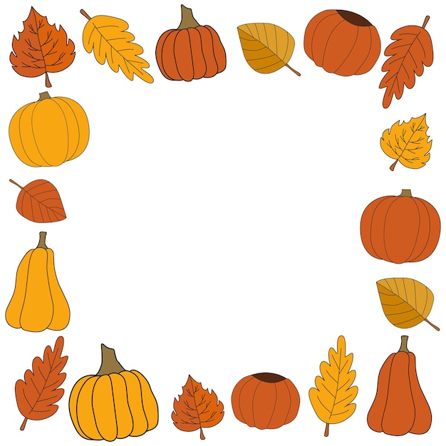 Happy fall vector autumn seamless pattern square frame