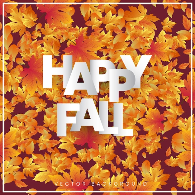 Happy fall vector template design with leaves