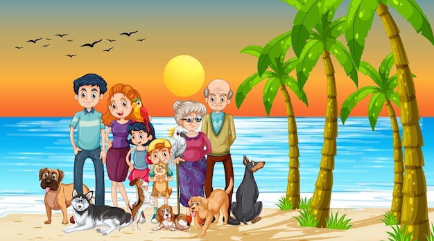 Happy family at the beach