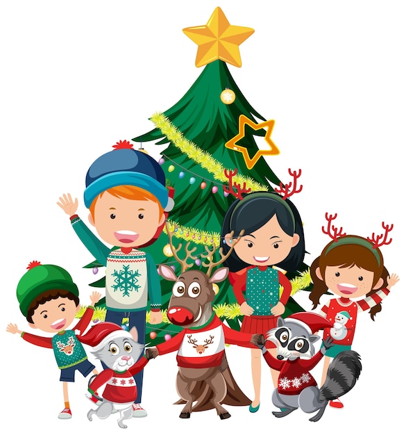 Happy family in Christmas theme