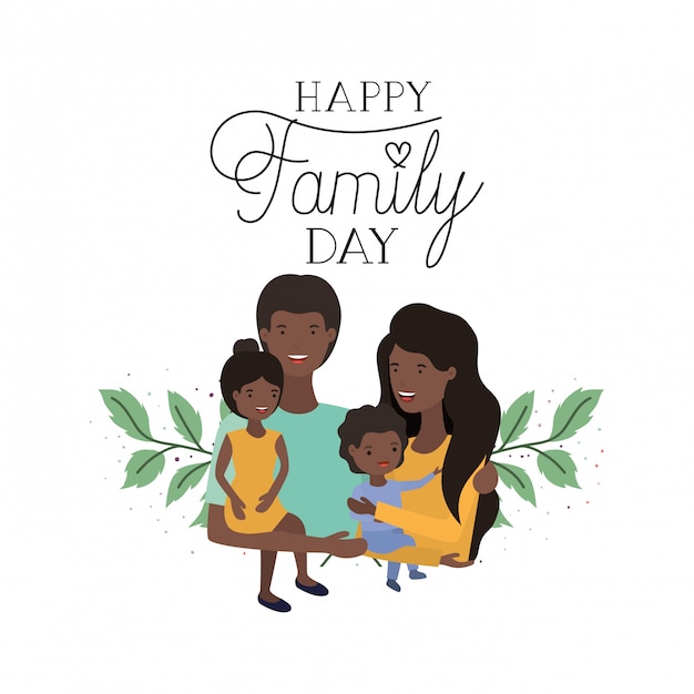 Happy family day label isolated icon