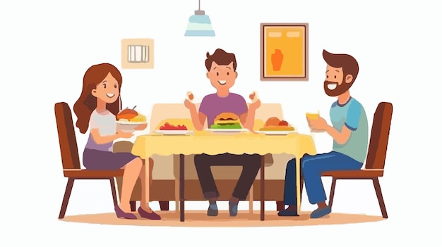 Happy Family Enjoying Lunch Together at Dining Table