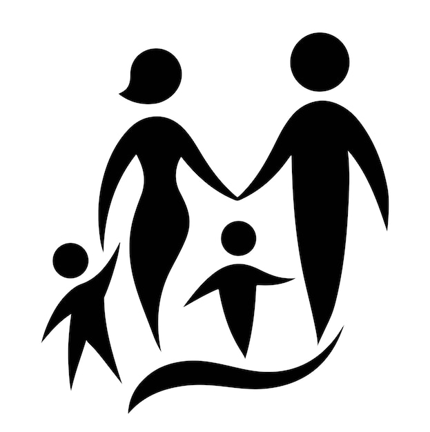 Vector happy family icon two children dad and mom stand together vector can be used as logotype