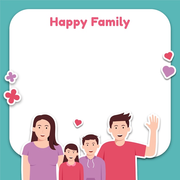 happy family illustration with white space background