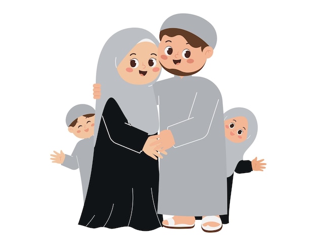 Happy Family Muslim Illustration