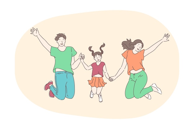 Happy family, parenthood, having children concept.