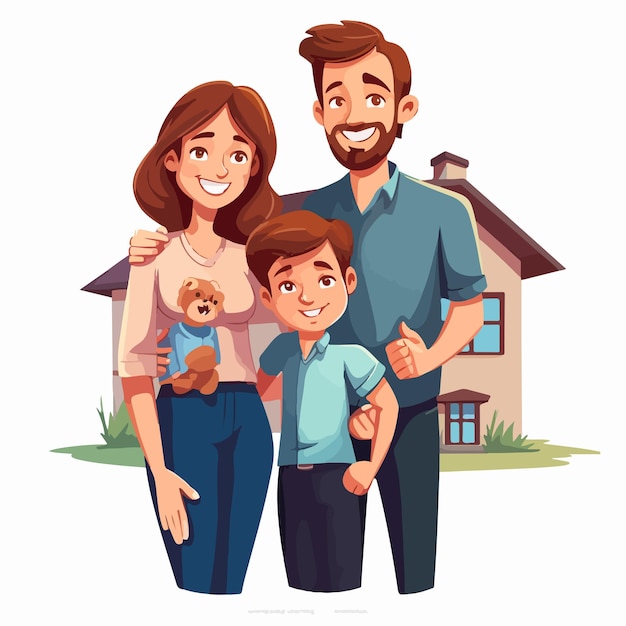 Happy Family Stay Home Illustration