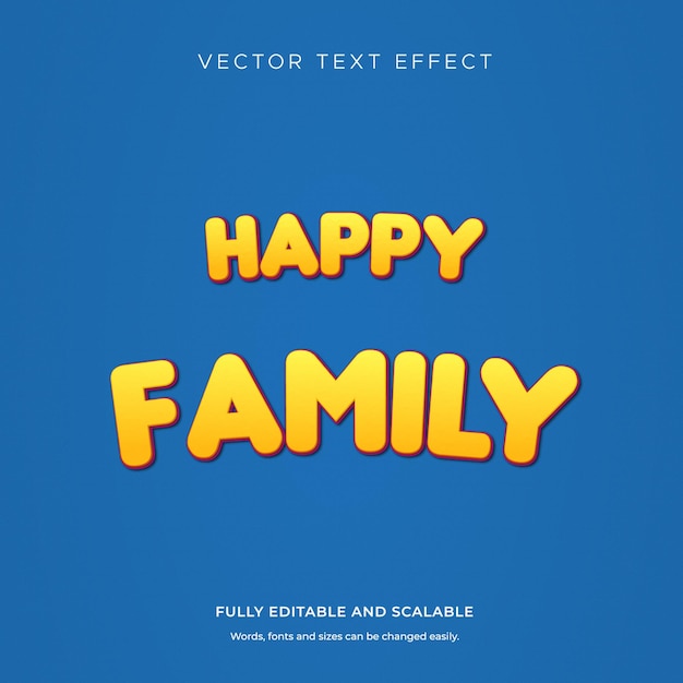 Happy family text effect editable vector