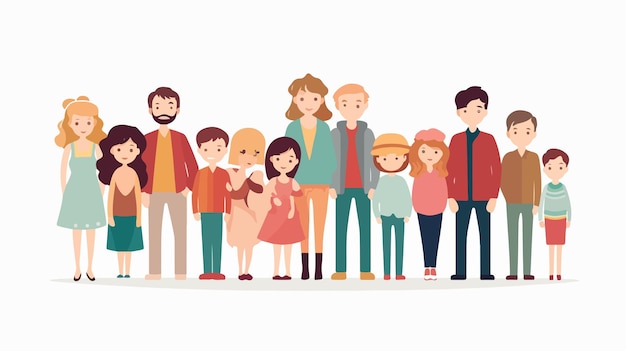 Vector happy family together flat vector illustration