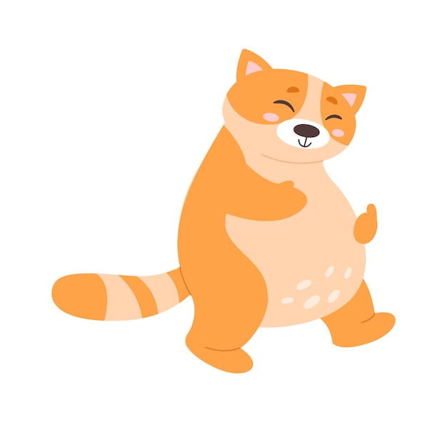 Happy fat cat flat icon Christmas childish animals