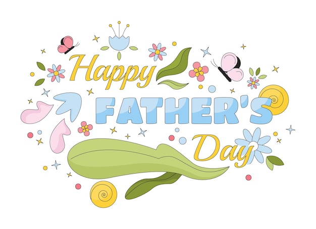 Happy father day 2D linear illustration concept