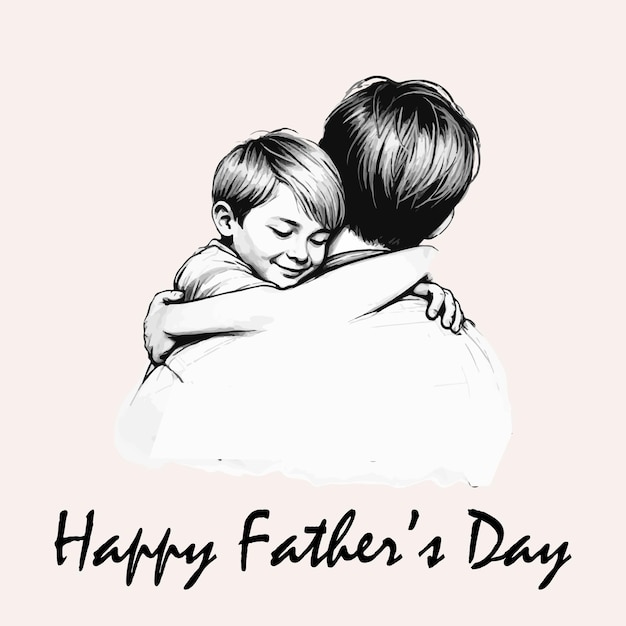 Happy father day text lettering dad Silhouette Father and son vector design Fathers Day background