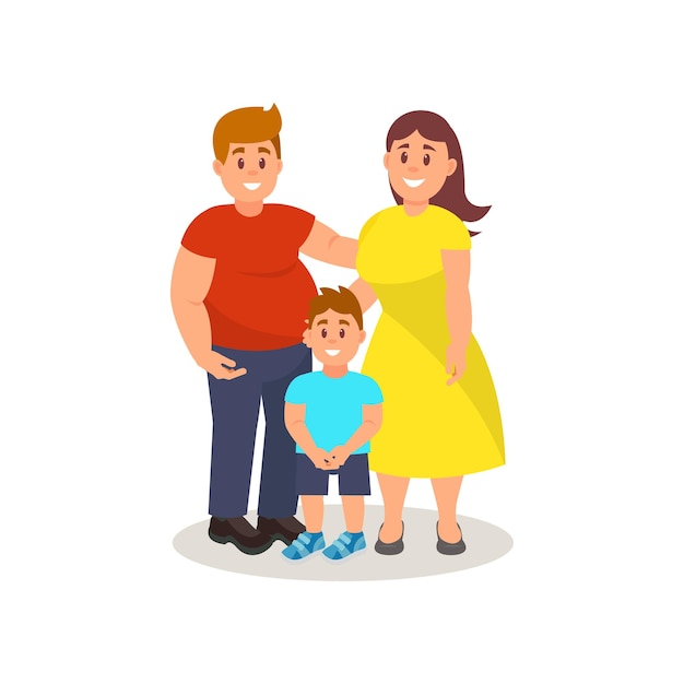 Happy father mother and son standing together vector Illustration on a white background