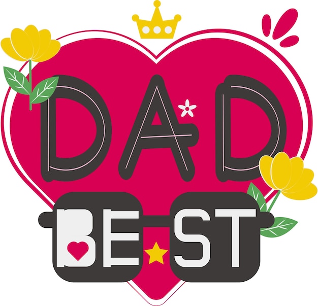 Happy Father's Day Card Heart Flat Icon Vector Symbol Sticker Illustration Design