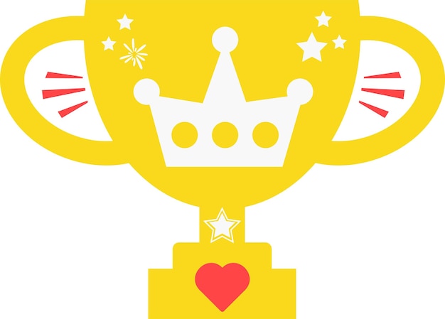 Happy Father's Day Card Trophy Crown Flat Icon Vector Symbol Sticker Illustration Design