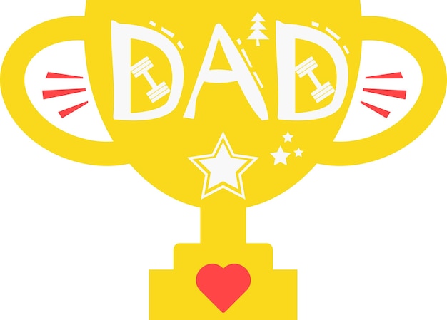 Happy Father's Day Card Trophy Flat Icon Vector Symbol Sticker Illustration Design