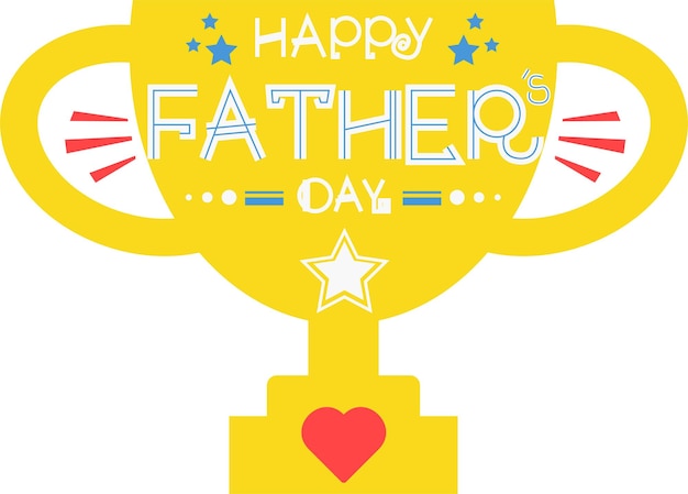 Happy Father's Day Card Trophy Flat Icon Vector Symbol Sticker Illustration Design