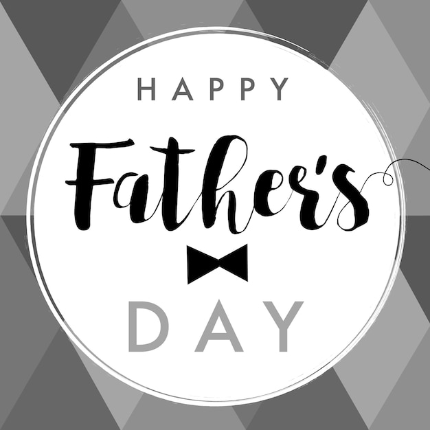 Happy Father's day grey postcard Stained glass background pattern black and white design