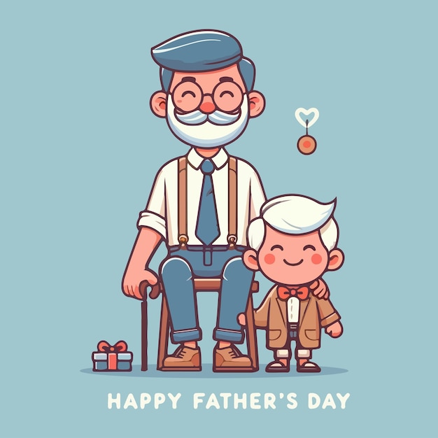 Happy Fathers Day Greetings Illustration Vector With Blue Background