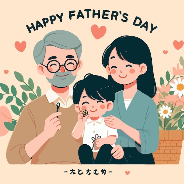 Happy Fathers Day Greetings With A Cute Family