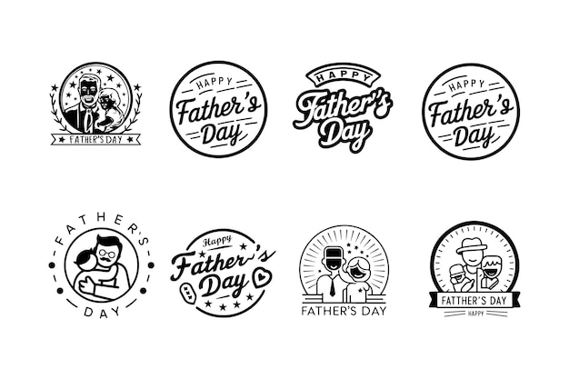 Vector happy fathers day icon set illustration artwork