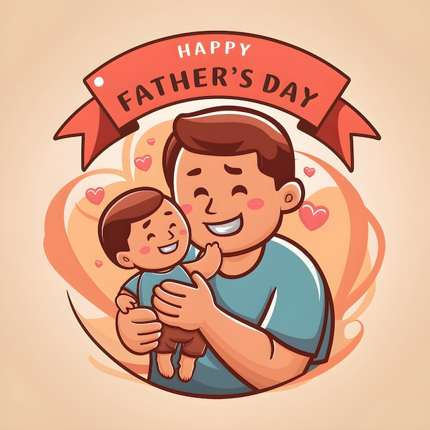 A Happy Fathers Day Illustration Celebrating the Best Dad Ever Vector