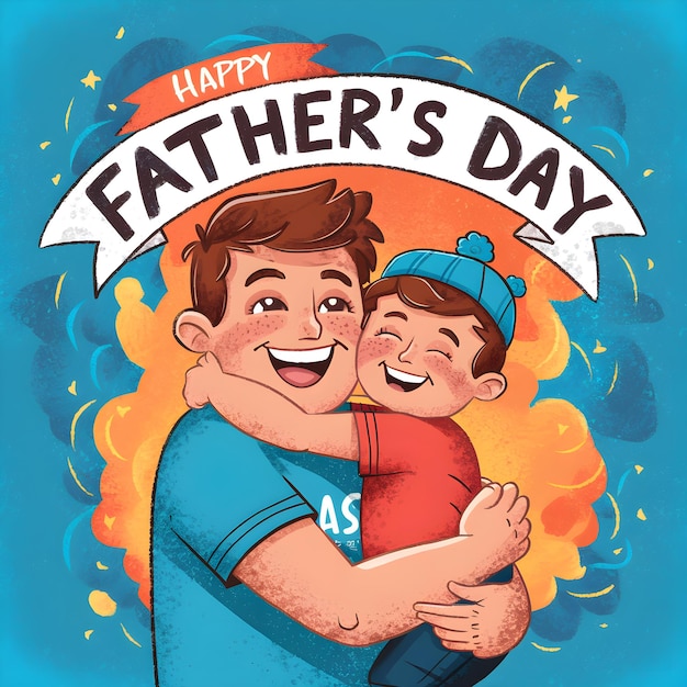 A Happy Fathers Day Illustration Full of Warmth and Admiration Vector