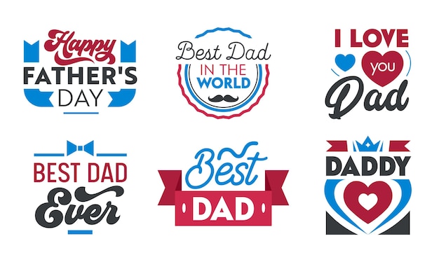 Happy Fathers Day lettering collection.