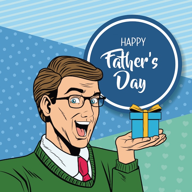 Happy fathers day pop art card