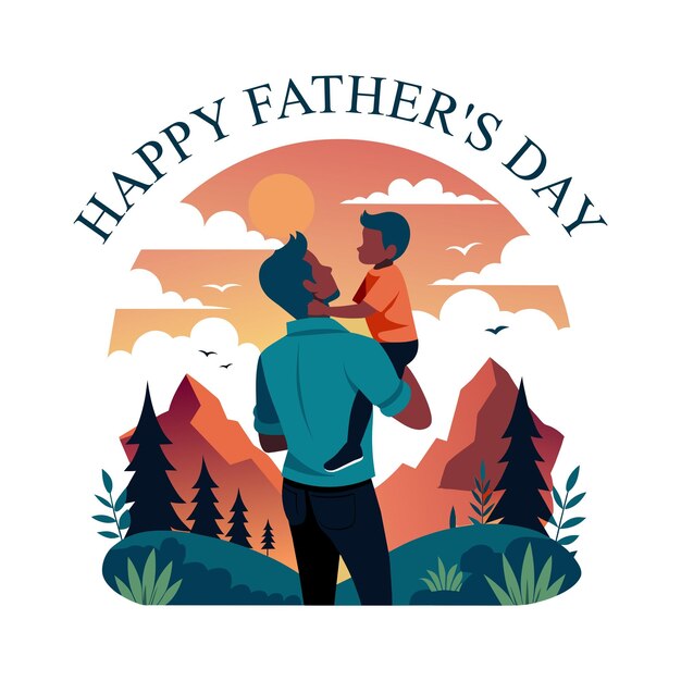 Vector happy fathers day with a beautiful bond between a father and child celebrating