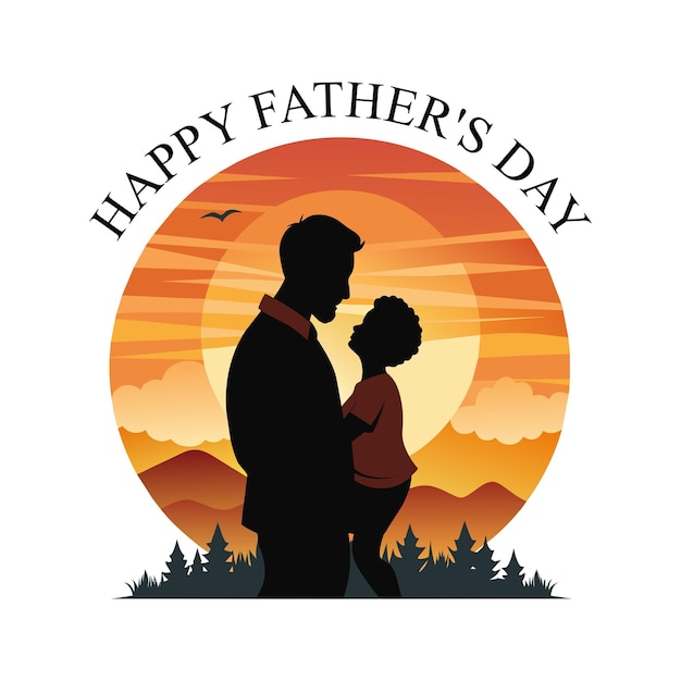 Vector happy fathers day with a beautiful bond between a father and child celebrating