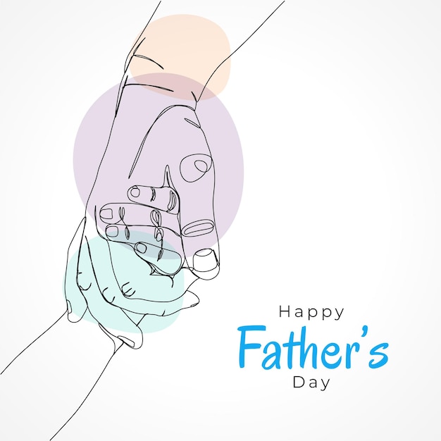 Vector happy fathers day with dad and child hand drawn on white background